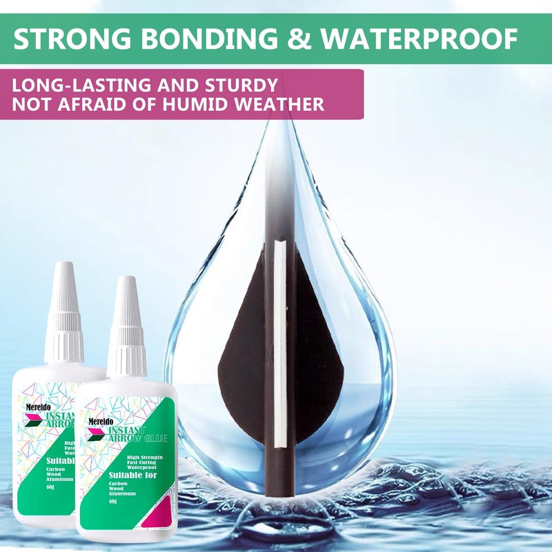 Mereido Fletching Glue, Instant Arrow Glue, 120g, for Aluminium, Carbon and Wood Shafts (ArrowGlue-60g X2) - Image 5